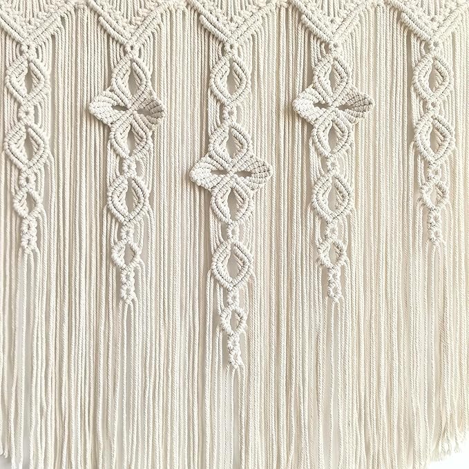 Achart Macrame Wall Hanging Large- Boho Wall Decor- large wall art- Wall Decor Living Room- Macrame Tapestry Boho Decor for Bedroom (Beige-Flower)-CasaMuseHome