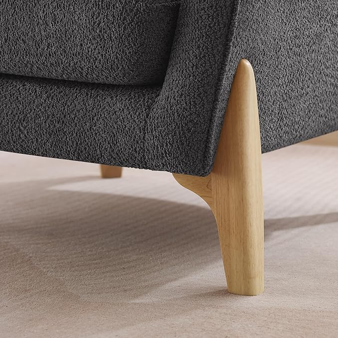 Accent Chair 31" Oversized Reading Chair Comfy Upholstered Boucle Lounge Armchair, Modern Living Room Chair with Back Pillow,Single Sofa Chair for Bedroom, Office (Grey)-CasaMuseHome