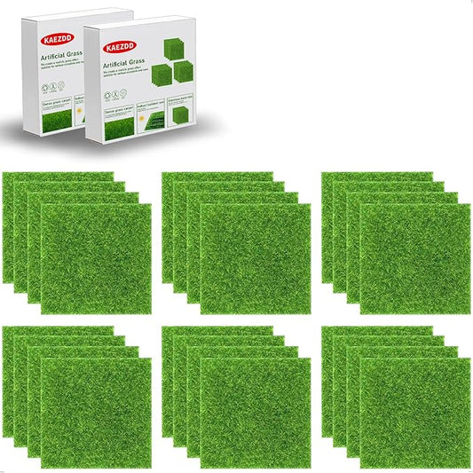 24 Packs 6 X 6 Inch Fake Grass Decor for Crafts, Artificial Grass for Dollhouse Miniature Ornament Projects, Model Turf Grass for DIY Fairy Garden Accessories and Decor Kit-CasaMuseHome