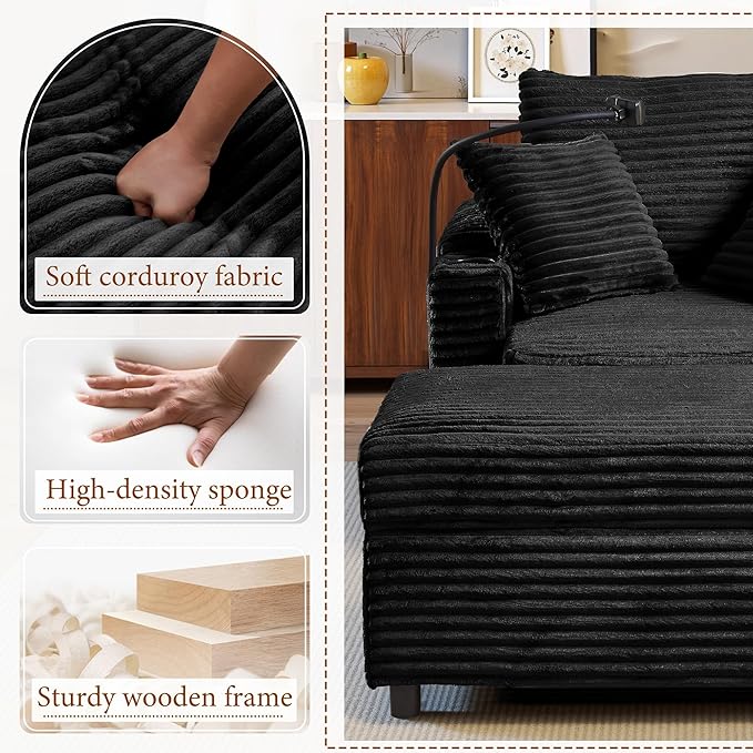 Accent Chair with Storage Ottoman Upholstered Living Room Chairs for Reading Chair with Chaise Lounge Chairs Indoor, Comfortable Armchair for Bedroom-CasaMuseHome