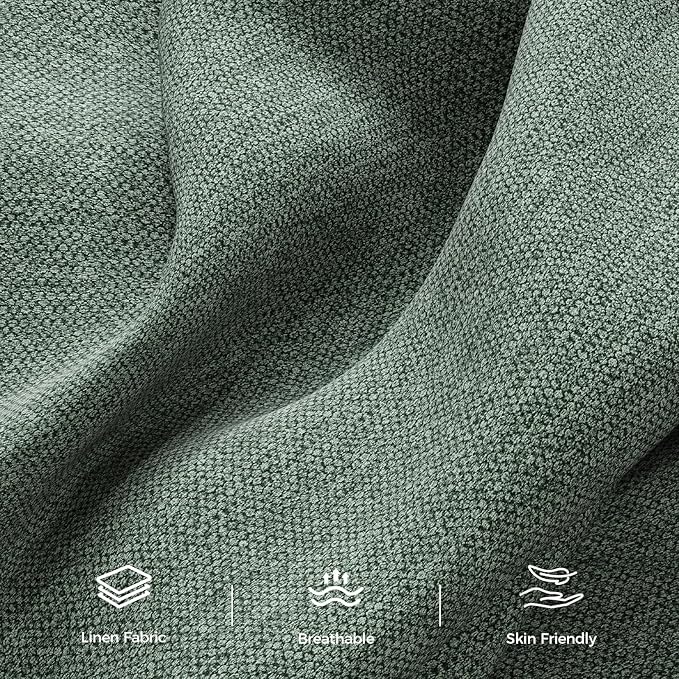 89” Futon Sofa Bed, Linen Comfy Futon Couch Bed with 2 Square Pillows, Convertible Sleeper Sofa with Adjustable Backrest& Armrests, Modern Loveseat Sleeper for Living Room, Bedroom, Green-CasaMuseHome