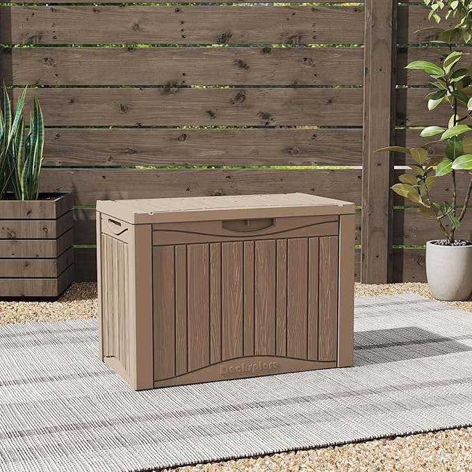 50 Gallon Outdoor Storage Box Waterproof Lockable Resin Deck Box Large, Patio Storage Bin for Pool Accessories Cushion Furniture, Garden Tools, UV-Resistant Outside Delivery Grey-CasaMuseHome
