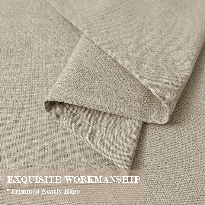 100% Blackout Linen Textured Drapes for Bedroom Pinch Pleated Curtains for Track System Portable Drapery for Sliding Glass Door/Storage/Space Room Divider, 70" Wx96 L, 1 PC, Beige-CasaMuseHome