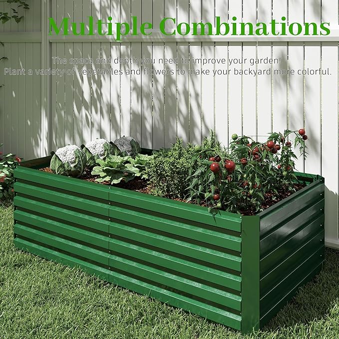 6x3x2 ft Raised Garden Bed, Large Metal Planter Raised Beds, Planters for Outdoor Plants for Vegetables, Flowers, Herbs, Fruits, and Succulents.(4 Pcs)-CasaMuseHome