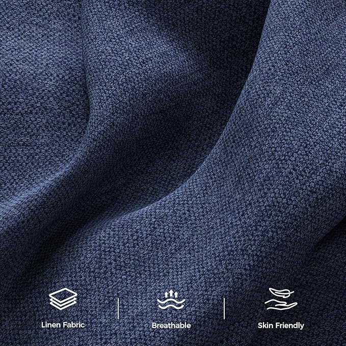 89” Futon Sofa Bed, Linen Comfy Futon Couch Bed with 2 Square Pillows, Convertible Sleeper Sofa with Adjustable Backrest& Armrests, Modern Loveseat Sleeper for Living Room, Bedroom, Blue-CasaMuseHome