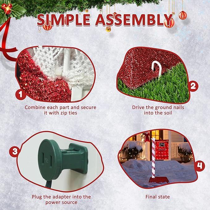 5FT Lighted Christmas Countdown Sign, Remote Control Available Within 0-60 Days, Holiday Countdown Sign Decor with 125 LED Lights, Freestanding Glittered Holiday Display for Outdoor, Indoor-CasaMuseHome