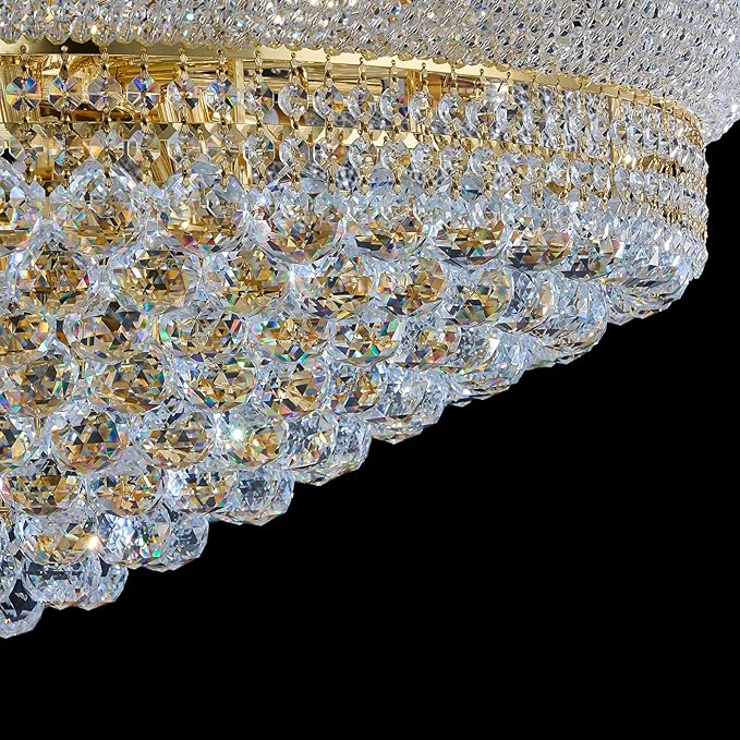 31 - Light Large Empire Crystal Chandelier for High Ceiling Foyer Entryway Staircase Living Room Dining Room Gold Finish-CasaMuseHome