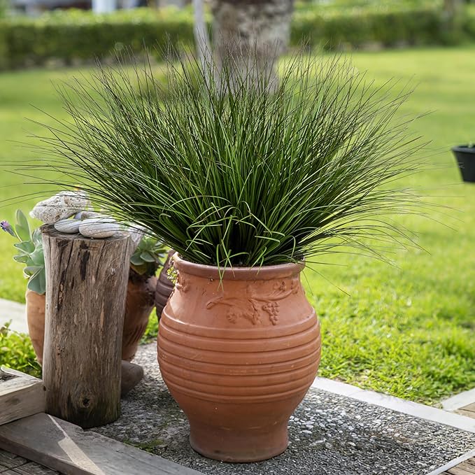 32PCS 17.3" Fake Plants Artificial Wheat Grass Greenery Plastic Plants Fake Grass Artificial Plants for Outdoor Decor Artificial Grass Plant with Greenery Stems for Indoor Home Decoration-CasaMuseHome