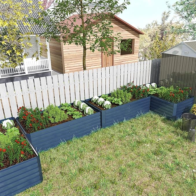 6x3x2 ft Raised Garden Bed, Large Metal Planter Raised Beds, Planters for Outdoor Plants for Vegetables, Flowers, Herbs, Fruits, and Succulents.(2 Pcs, Blue)-CasaMuseHome