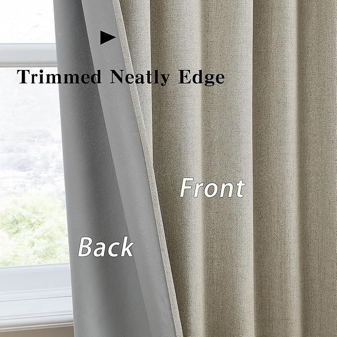 108 Inch Long Blackout Large Curtains 2 Panels,70 Wide Back Tab Window Drapes with Hooks,Track System Curtain Panels for Living Room Sliding Door Modern Farmhouse 70x108 in,70x9ft Light Taupe-CasaMuseHome