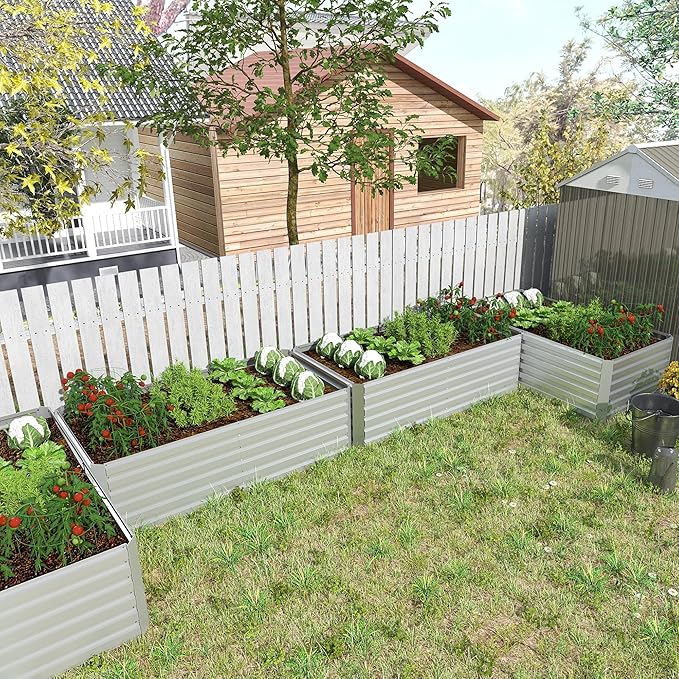 8x4x2 ft Raised Garden Bed, Large Metal Planter Raised Beds, Planters for Outdoor Plants for Vegetables, Flowers, Herbs, Fruits, and Succulents.-CasaMuseHome