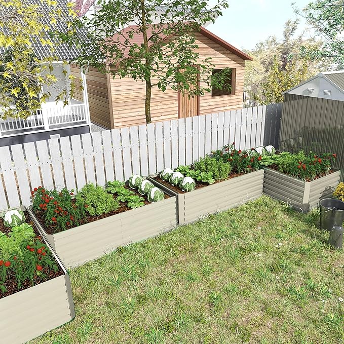 6x3x2 ft Raised Garden Bed, Large Metal Planter Raised Beds, Planters for Outdoor Plants for Vegetables, Flowers, Herbs, Fruits, and Succulents.(4 Pcs, Yellow)-CasaMuseHome